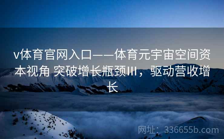 v体育官网入口——体育元宇宙空间资本视角 突破增长瓶颈Ⅲ，驱动营收增长